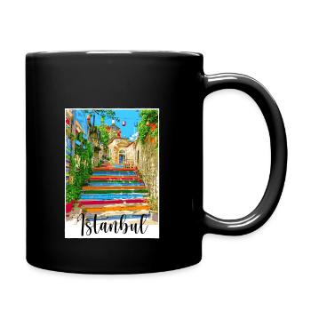 istanbul,fener,bunt,treppe,kunst,türkei,urlaub - Tasse einfarbig - Schwarz - Rechts