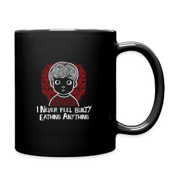 Ich fühle mich nie schuldig, wenn ich etwas esse - Tasse einfarbig - Schwarz - Rechts
