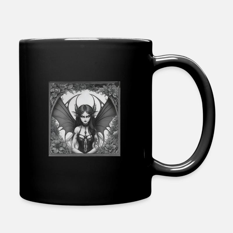 Evil fairy with wings in the frame Mystical mythical creatures - Full Colour Mug - black