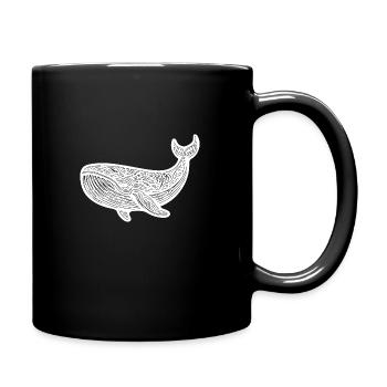 Grosser schwimmender Wal Vintage Meerestier - Tasse einfarbig - Schwarz - Rechts
