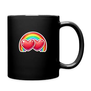 Coeurs avec arc-en-ciel - Mug uni - noir - Droite