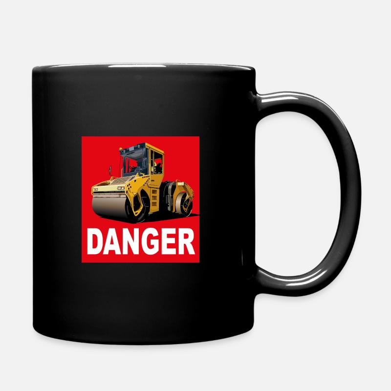 DANGER, Vorsicht Walze - Tasse einfarbig - Schwarz