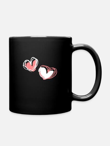 Zwei Herzformen - Tasse einfarbig - Schwarz