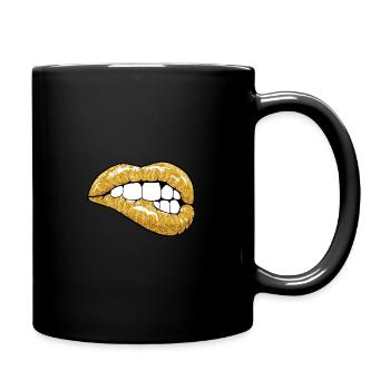 Lèvres dorées - Mug uni - noir - Droite