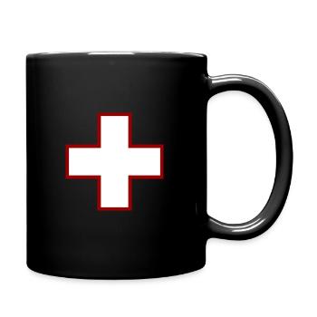Schweizer Flagge - Tasse einfarbig - Schwarz - Rechts