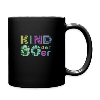 Kind 80er Retro Neon Mottoparty Achtziger Party - Tasse einfarbig - Schwarz - Rechts