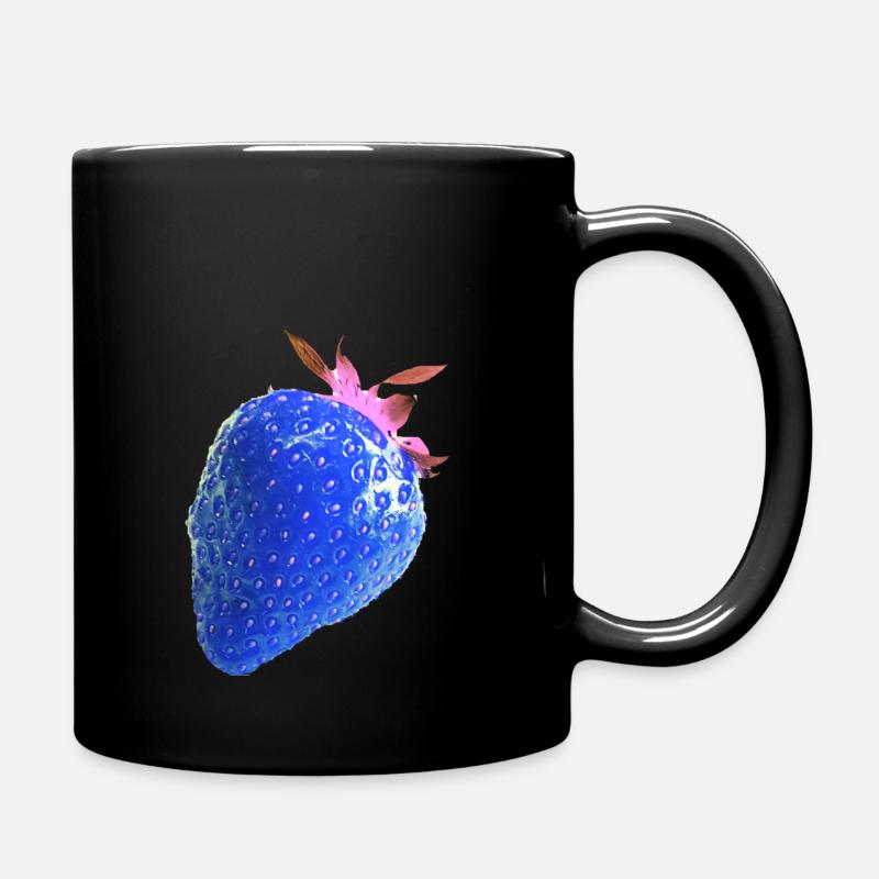 Erdbeere, blau, popart, kunst,artwork - Tasse einfarbig - Schwarz