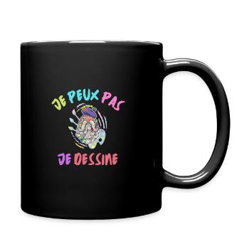 Je peux pas je dessine - Mug uni - noir - Droite