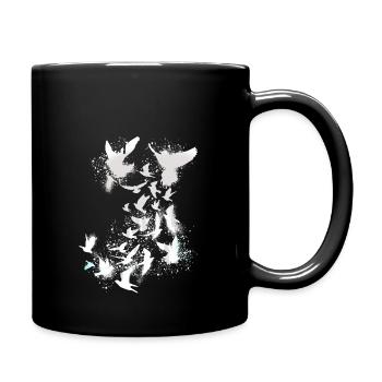 sourds,pigeons,oiseaux,vole d’oiseau,blanc,graffiti, - Mug uni - noir - Droite