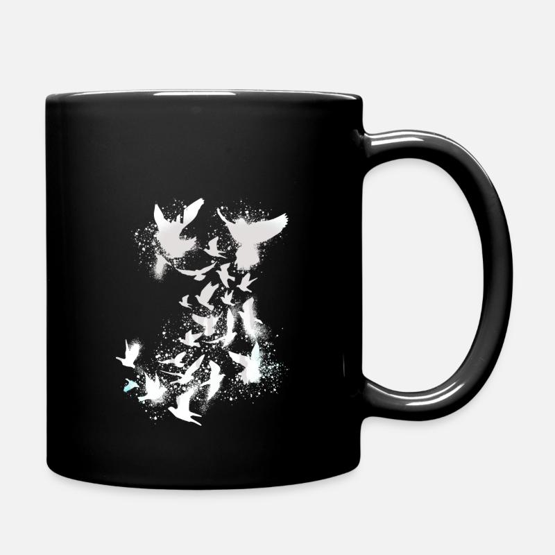 tauben,taube,vögel,vogelschwarm,weiss,graffiti, - Tasse einfarbig - Schwarz