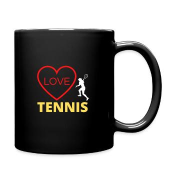 Ich liebe Tennis - Tasse einfarbig - Schwarz - Rechts