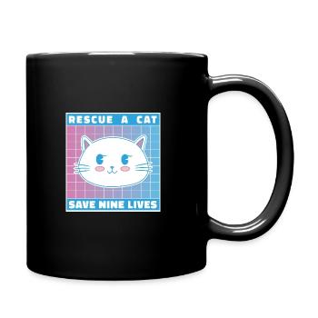 Rescue A Cat Save Nine Lives Cat Owner Animals Kit - Tasse einfarbig - Schwarz - Rechts