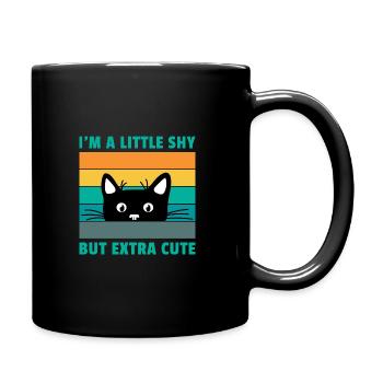 I'm A Little Shy But Extra Cute Retro Cat Lover Ca - Tasse einfarbig - Schwarz - Rechts