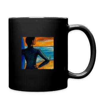 A Surfer looking to the Sunset - Full Colour Mug - black - Right