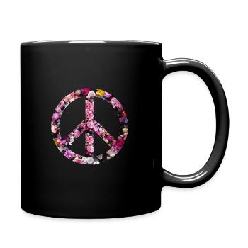Signe de paix fleuri - Mug uni - noir - Droite