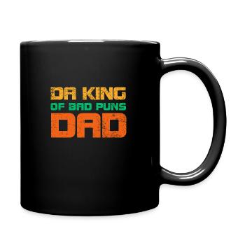 Da King Of Bad Puns Dad - Full Colour Mug - black - Right