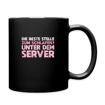 Die Beste Stelle Zum Schlafen? Unter Dem Server - Tasse einfarbig - Schwarz - Rechts