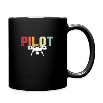 Drohne Drohnenpilot Vintage Quadcopter Sprüche - Tasse einfarbig - Schwarz - Rechts