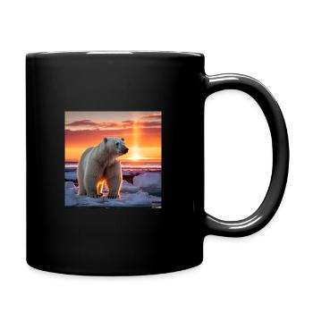 Polar bear-Design with sunset - Full Colour Mug - black - Right
