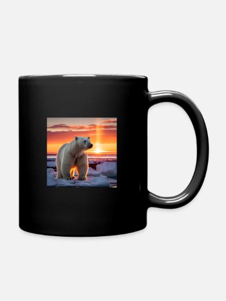 Ours polaire-Design avec coucher de soleil - Mug uni - noir