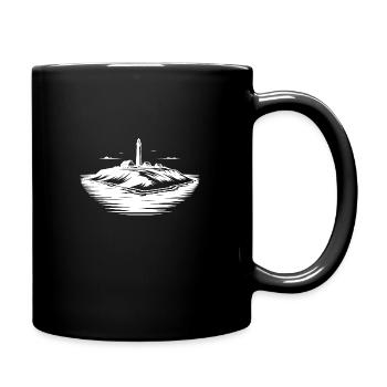 Île solitaire avec phare sur la côte - Mug uni - noir - Droite