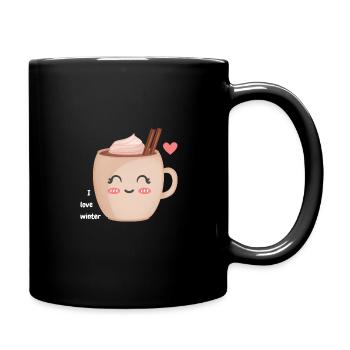 Hot chocolate - I love winter/ Ich liebe Winter - Full Colour Mug - black - Right