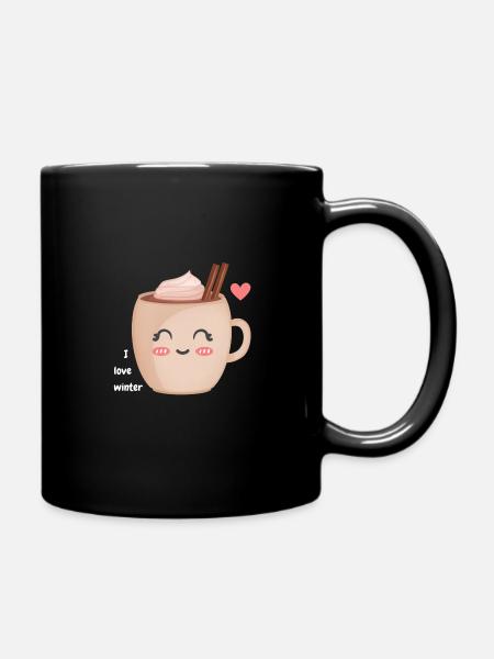 Chocolat chaud - J’aime l’hiver/ Ich liebe Winter - Mug uni - noir