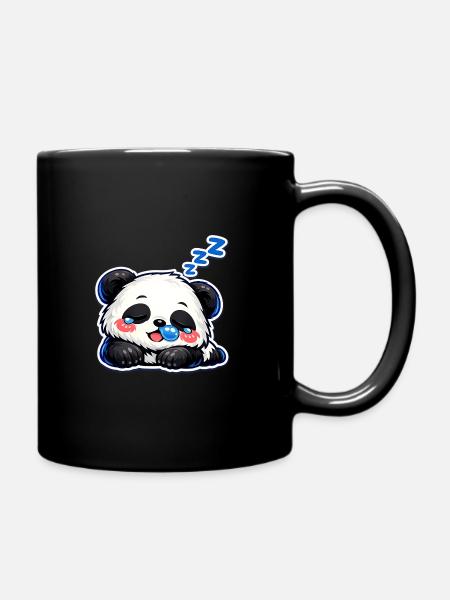Panda Endormi – Édition Pandas Pelucheux - Mug uni - noir