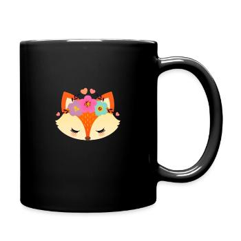 Süßer Fuchs Mit Blumen - Tasse einfarbig - Schwarz - Rechts