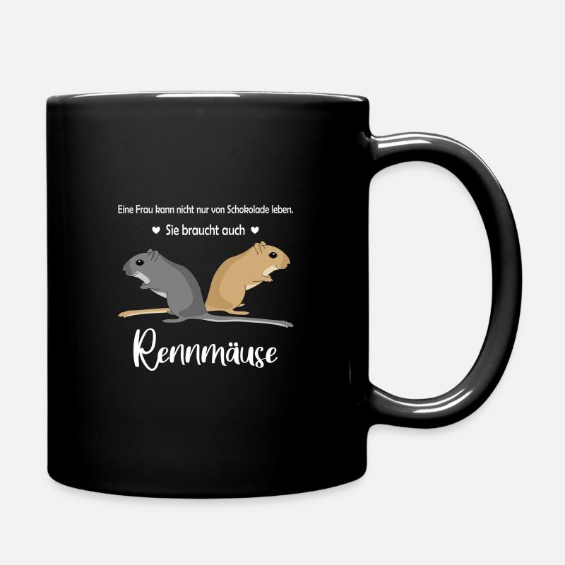 Eine Frau braucht Schokolade und Rennmäuse Gerbil - Tasse einfarbig - Schwarz