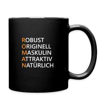 Roman Name Geschenk - Tasse einfarbig - Schwarz - Rechts