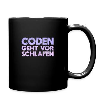 Coden Geht Vor Schlafen - Tasse einfarbig - Schwarz - Rechts