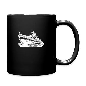 Schnittiges Hochseeschiff Kutter Schlepper - Tasse einfarbig - Schwarz - Rechts