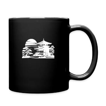Temple du coucher de soleil Paysage asiatique - Mug uni - noir - Droite
