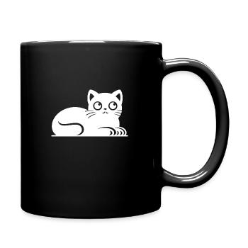 Little fat cat Drawing - Full Colour Mug - black - Right