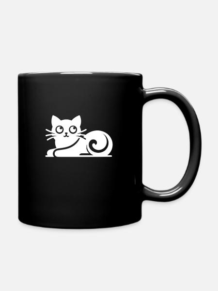 Abstrakte Katze Zeichnung - Tasse einfarbig - Schwarz