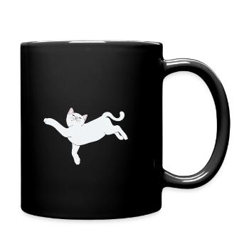 Weiße chiller Katze - Tasse einfarbig - Schwarz - Rechts