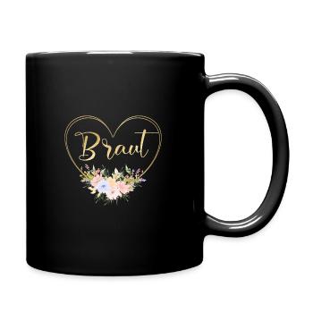 Team Braut personalisierbar - Tasse einfarbig - Schwarz - Rechts