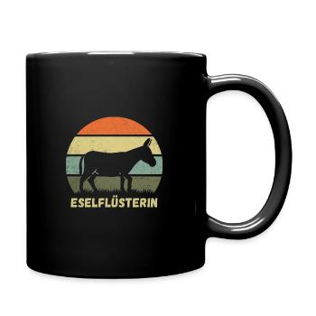 Esel Hausesel Maulesel Eselflüsterin Geschenk - Tasse einfarbig - Schwarz - Rechts