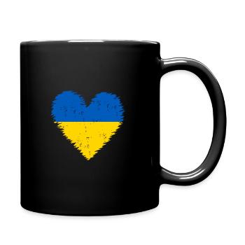 Ukraine Herz Flagge - Tasse einfarbig - Schwarz - Rechts