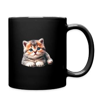 Polygone de chaton mignon - Mug uni - noir - Droite