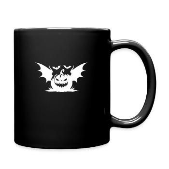 Flying Halloween Pumpkin Lantern Bats - Full Colour Mug - black - Right