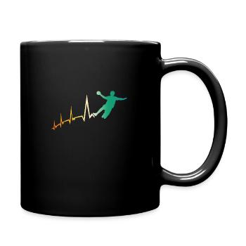 Handballer Herzschlag Handball - Tasse einfarbig - Schwarz - Rechts