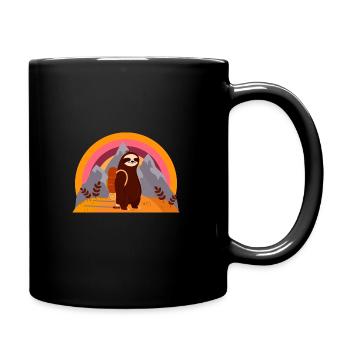 Faultier wandern Retro Berge Vintage - Tasse einfarbig - Schwarz - Rechts