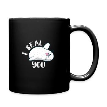 Süßes „Ich versiegle dich“ Harfen-Siegel-T-Shirt - Tasse einfarbig - Schwarz - Rechts
