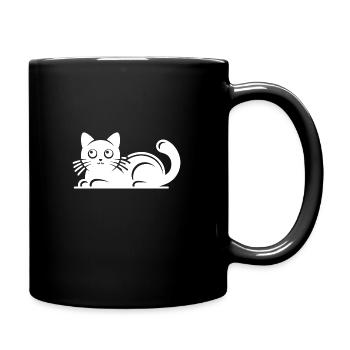 Cute Cat Drawing - Full Colour Mug - black - Right