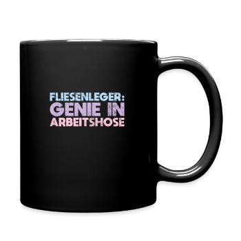 Fliesenleger: Genie In Arbeitshose - Tasse einfarbig - Schwarz - Rechts