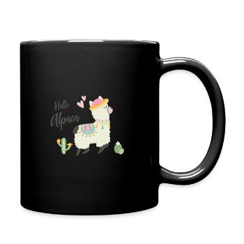 Hello Alpaca - Tasse einfarbig - Schwarz - Rechts