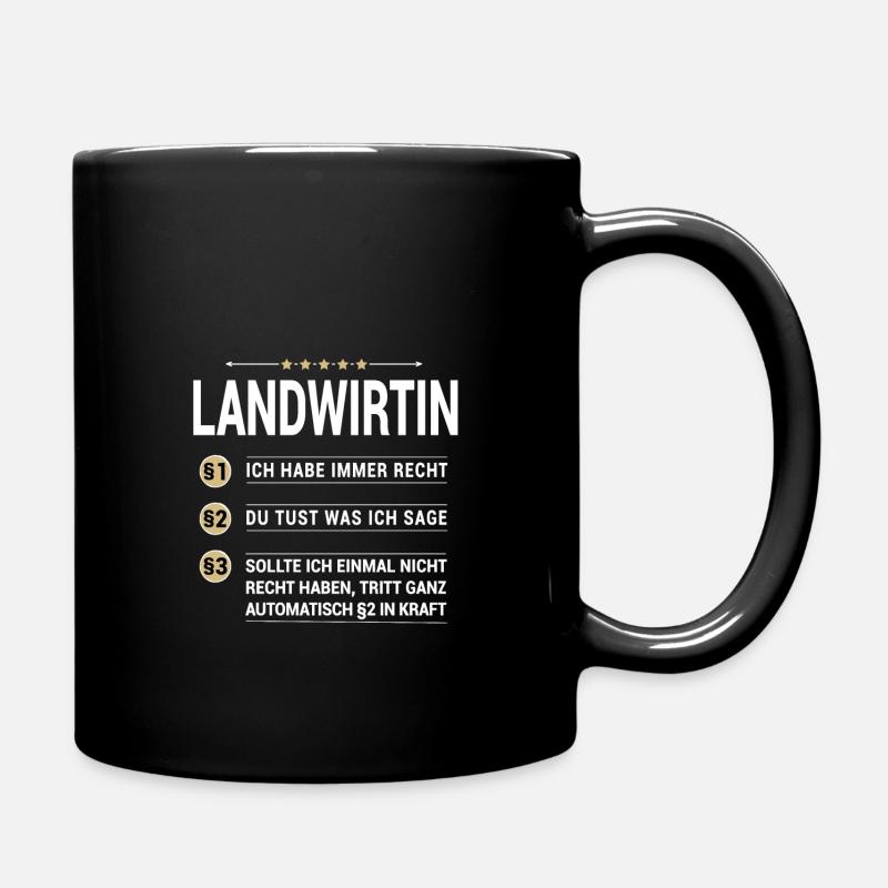 Landwirtin Beruf meine eigenen Paragraphen - Tasse einfarbig - Schwarz