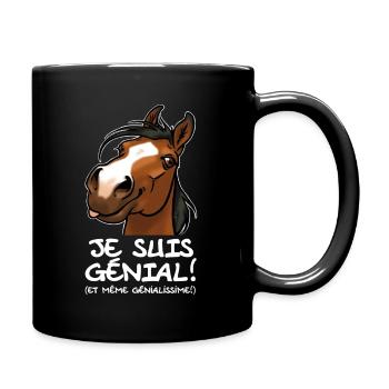 Cheval "Je suis génial!" (texte blanc) - Mug uni - noir - Droite